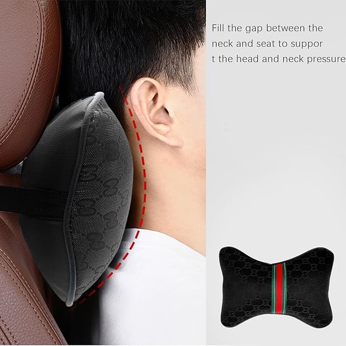 5PCS Steering Wheel Cover, with 2 Headrests, 2 Seat Belt Covers - Universal Fit for 14.5-15" Steering Wheel, Enhances Driving Experience - Perfect for Women (Black)