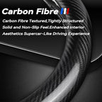 Customized Steering Wheel Cover Compatible with Mercedes-Benz, Premium Nappa Leather&Bright Carbon Fiber Texture Steering Wheel Cover, with Coasters and 3-in-1 USB Fast Charging Cable (Black)