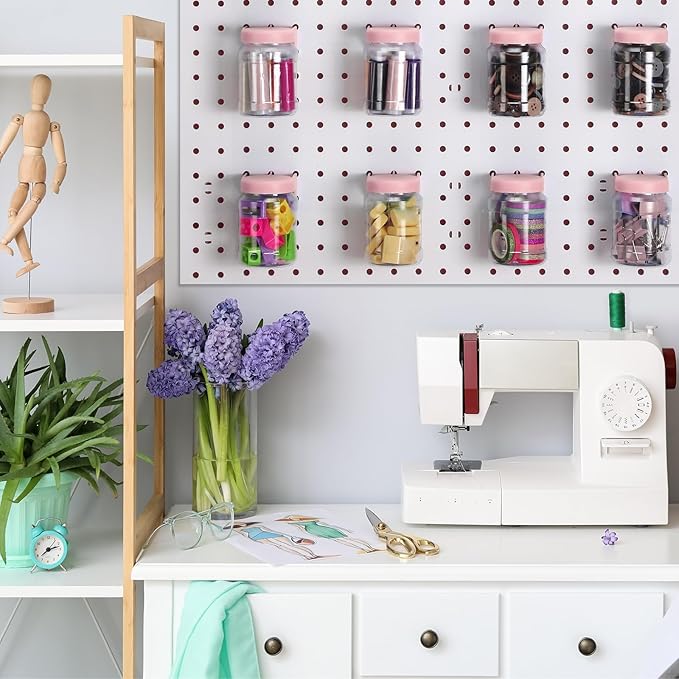 Unittype 20 Set Pegboard Organizer Accessories Peg Boards Jars with Lids Plastic Pegboards Bins Storage Containers Clear Peg 