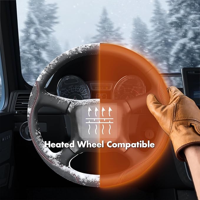 MEWANT Hand Stitch Genuine Leather Steering Wheel Cover for Chevy Silverado 1500 2500 3500 1999-2002 Tahoe Suburban 1998-2002 Astro Blazer S10 Kodiak C/K Custom-Fit Anti-Slip Interior Wrap