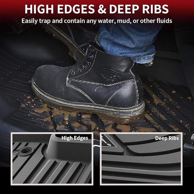 LASFIT Floor Mats&Trunk Mats for Toyota Highlander 8 Seats 2020-2025 2026 (Not for Hybrid), All Weather TPE Floor Liner & Cargo mats for Highlander，Front&Rear 4 Rows mats.