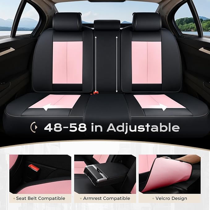 Coverado Car Seat Covers Full Set, Seat Covers for Cars, Black Car Seat Covers Front Seats and Back Car Seat Protector Waterp