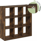 Furinno Cubicle Book Shelf, 9-Cube Bookshelf, Extra Thick Frame Reversible Bookcase with Open Back, 14.6" x 44" x 44", for Li