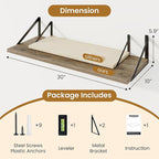 Deep Floating Shelves for Wall,30" Wx10 D Wood Floating Shelf Set of 2,Sturdy Metal Bracket Wide Display & Storage,Wall Mount
