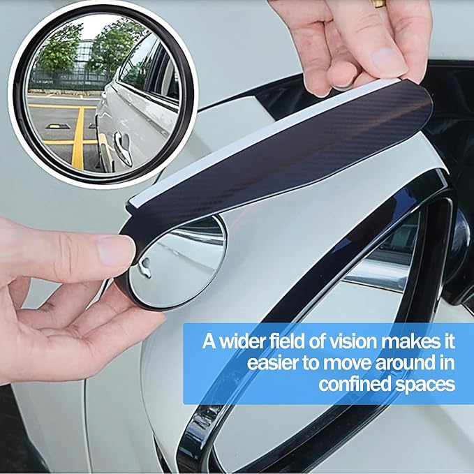 Blind Spot Mirror 2 Pcs Car Side HD Frameless Convex Mirror, 3x Larger Blindspot View, Wide Angle Rearview with Rain Guard for Family Car SUVs