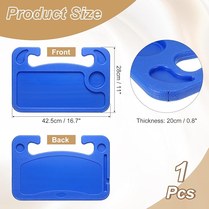 HARFINGTON 2 in 1 Car Steering Wheel Tray Car Food Trays Auto Steering Wheel Under Table Desk for Eating Food Drink Laptop Writing Work, Blue