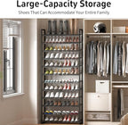 Shoe Rack, 12-Tier Metal Shoe Organizer, Tall Shoe Rack for Closet,entryway,Garage, with Adjustable Flat or Angled Shelves, 5