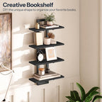 HOOBRO Floating Shelves, 15 Inch Wall Shelf Set of 2, Wall Mounted Storage Shelves 2-Tier, Hanging Bathroom Shelves, for Livi