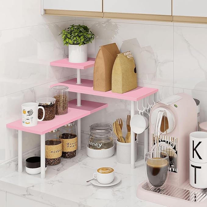 Homode 3-Tier Counter Organizer Shelf for Bathroom, Corner Shelf for Countertop, Over Sink, Make Up, Dresser Table, Desktop -