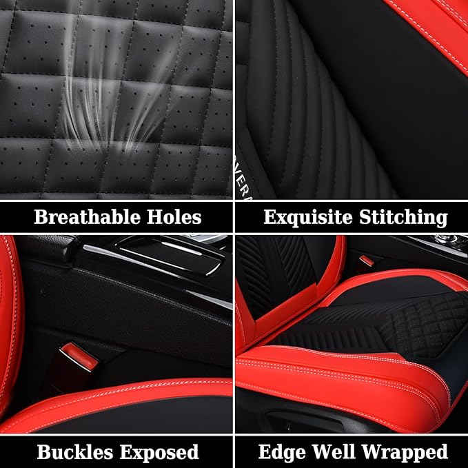 Coverado Front Seat Covers, 2 Pack Waterproof Seat Covers for Cars, Luxury Leather Seat Cushions, Front and Rear Seat Protect