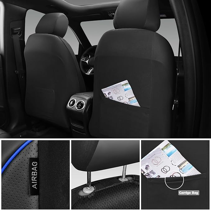 CAR PASS Comfortable 3D Foam Mesh Leather Car Seat Covers Front, Air Cool Mesh Breathable Front Seat Covers for Car, Universa