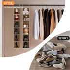 VERONLY Hanging Shoe Shelves - 6 Section,Closet Organizer Set of 2 with Woven Bamboo Shelves,Slim 5.5” Wide Design for Space-