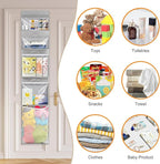 Woodoulogy Hanging Toy Storage over Door, Block Stuffed Animal Organizer Idea with 4 Removable Case Bag, Bi-Fold Closet Holde