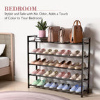 Bumusty 5-Tier Expandable Shoe Rack for Closet, 18“-33” Adjustable Shoe Rack for Small Space, Small Shoe Organizer for Front 