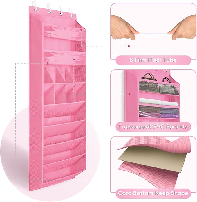 FENTEC 1 Pack 8 Shelves Over The Door Shoe Organizer,68" Exlarge Deep Pockets Hanging Shoe Organizers, Shoe Rack for Closet, 