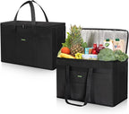 JUNGYOON Heavy-Duty Insulated Grocery Bags & Insulated Bag – Collapsible Cooler Bag with Zippered Top