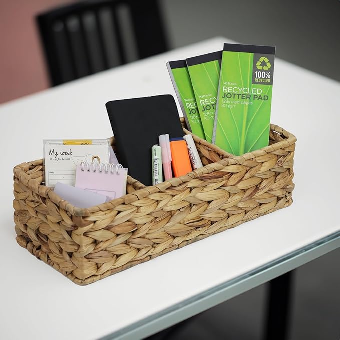 Water Hyacinth Basket for Toilet Paper, Wicker Baskets for Storage Bathroom Counter, Storage Basket With 3 Compartments, Rest