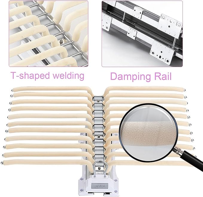 Pull Out Clothes Rail Extendable Wardrobe Rail Tube Rod - Steel Pull Out Pants Rack Pants Hanger Bar 22 Arms, Extendable Clos