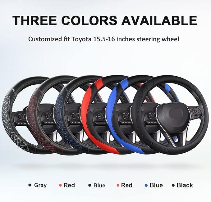 West Llama Customized Auto Car Steering Wheel Cover for Toyota Tacoma,4Runner,Tundra,Sequoia,15.5-16 inch (Black+Blue-Large S