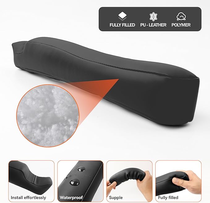 Car Seat Gap Filler - 2 Pack Premium Leather Console Blockers for Cars, Trucks & SUVs - Adjustable 1.4-2.4 Inch Width - Prevents Items Falling Between Seats (Black)