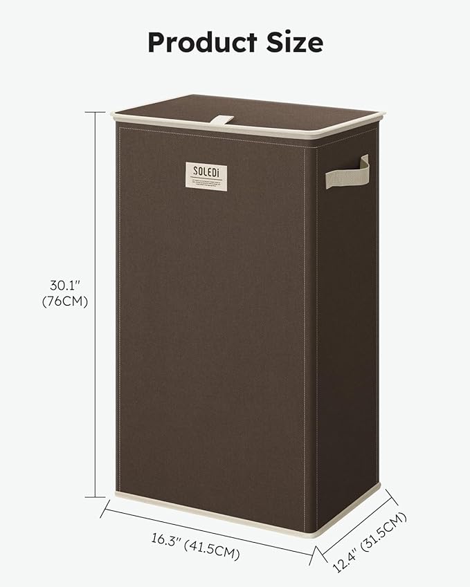 SOLEDI Laundry Hamper with Lid 100L Large & Tall Collapsible Laundry Basket, Clothes Hamper with Bag Removable Easy to Carry,