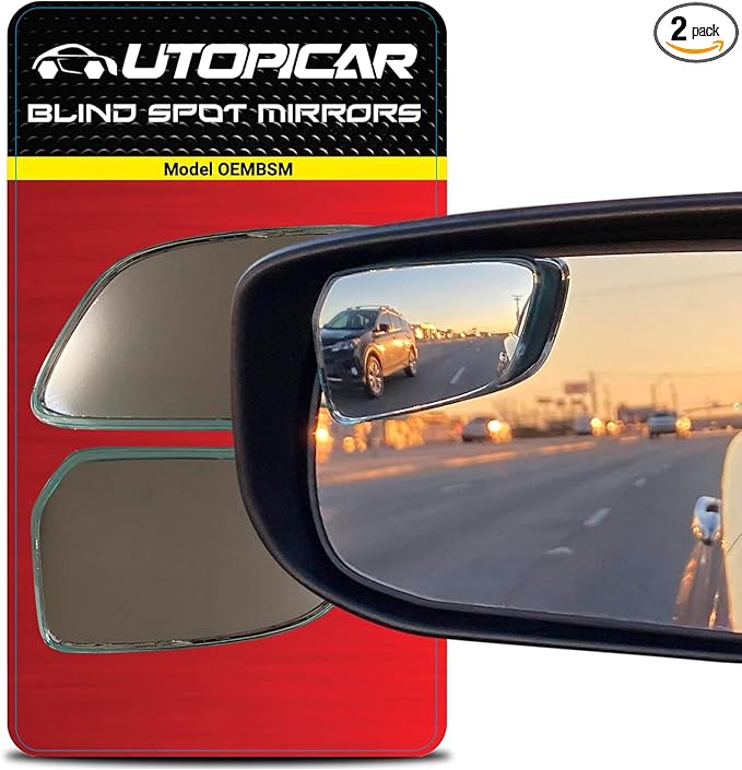 Utopicar Convex Blind Spot Mirrors 2 Pack - OEM Car Side Mirror Blindspot Eliminator Automotive Exterior Accessories - Adjustable Blind Spot Mirror - Universal Fit