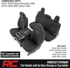 Rough Country Neoprene Seat Covers for Chevy Silverado & GMC Sierra 1500 (2019-2026) w/No Rear Seat Storage or Cup Holder - W
