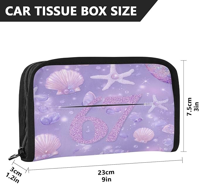 Car Tissue Holder Car Visor Organizer Tissue Box Holder for Car Sun Visor Organizer with Car Vehicle Accessories Essentials Interior for Women Men Purple 67 Mermaid Seashell Starfish
