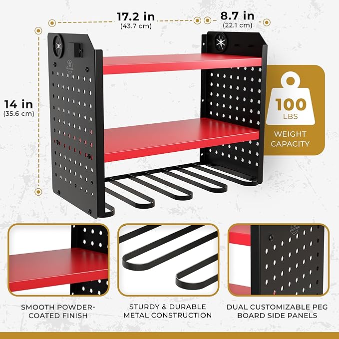BUILTSTRONG Power Tool Organizer-6 Drill Holder Wall Mount, 3 Tier Heavy-Duty Hand Tool Storage Rack, Utility Racks, Drill Ho