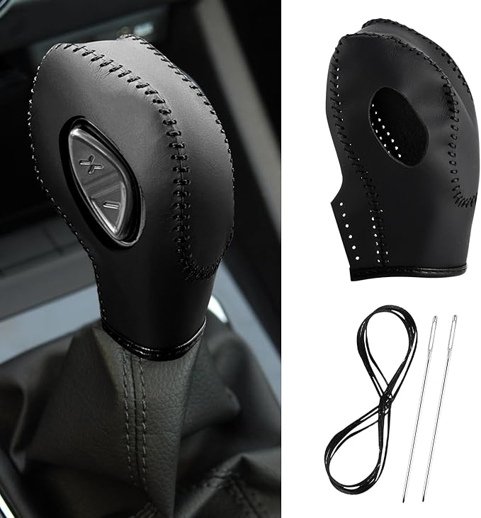 Car Gear Shift Cover Leather for Ford Fusion/Escape/Edge/Focus/Fiesta/Transit/EcoSport/C-Max Automatic Gear Shift Knob Cover 