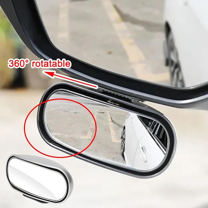 Blind Spot Mirror for Car 2 Pack, Adjustable Convex Wide-Angle Blindspot Mirrors, 360° Rotatable Small Stick-On Blind Side Mirror for Cars, SUVs & Trucks