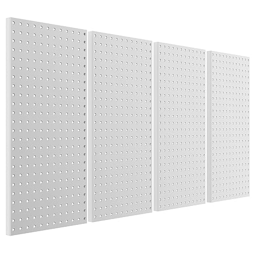Pegboard Smith Metal Pegboard Panels 12" x 24", 4 Pack Grey Wall Mounted Tool Organizer Boards, Heavy Duty Tool Storage Peg B