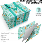 BALEINE 4 PK Grocery Bags Reusable Shopping Bags with Reinforced Bottom, Heavy Duty Foldable Tote Bags (Spring Stroll)