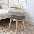 OrganiHaus Cotton Rope Basket for Shelf - Woven Storage Basket for Organizing, Closet & Toy Storage - 3-Toned Gray - 15x9x10