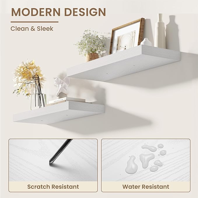 Dreamland Deep Floating Shelves, 8" Deep Long Shelves Set of 2, 40 Inches Floating Shelf for Wall,Large Display & Storage She