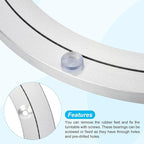 uxcell Aluminium Lazy Susan Turntable Bearing, 10 inch Round Rotating Bearing Turntable Base for Kitchen Dining Table（Base On