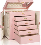 AKOZLIN Huge Jewelry Box Organizer Functional Extra Large Leather Jewelry Storage Case for Women Girls Ring Necklace Earring 