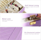 2-Layer Jewelry Box for Women Girls, Jewelry Organizers and Storage with Removable Jewelry Tray, Vintage Quilted Top Lockable