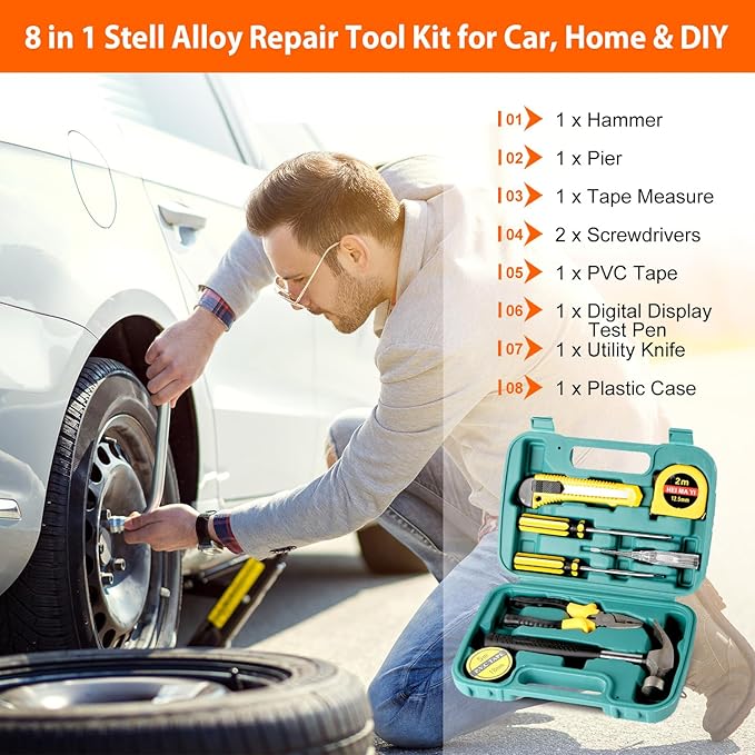 Car Emergency Kit with Air Compressor,Roadside Emergency Car Kit for Vehicles Auto Truck with Jumper Cables,Winter Car Safety