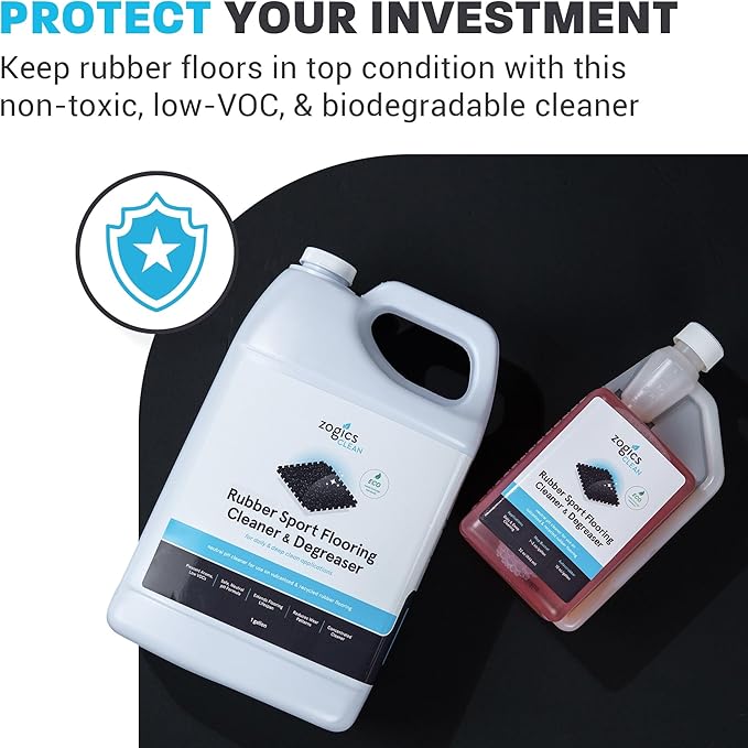 Zogics Rubber Flooring Cleaner and Degreaser – Cleaner Concentrate and Heavy Duty Degreaser for Rubber Floors and Mats, Biode
