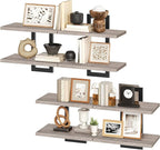HOOBRO Floating Shelves, 15 Inch Wall Shelf Set of 4, Wall Mounted Storage Shelves 2-Tier, Hanging Bathroom Shelves, for Livi