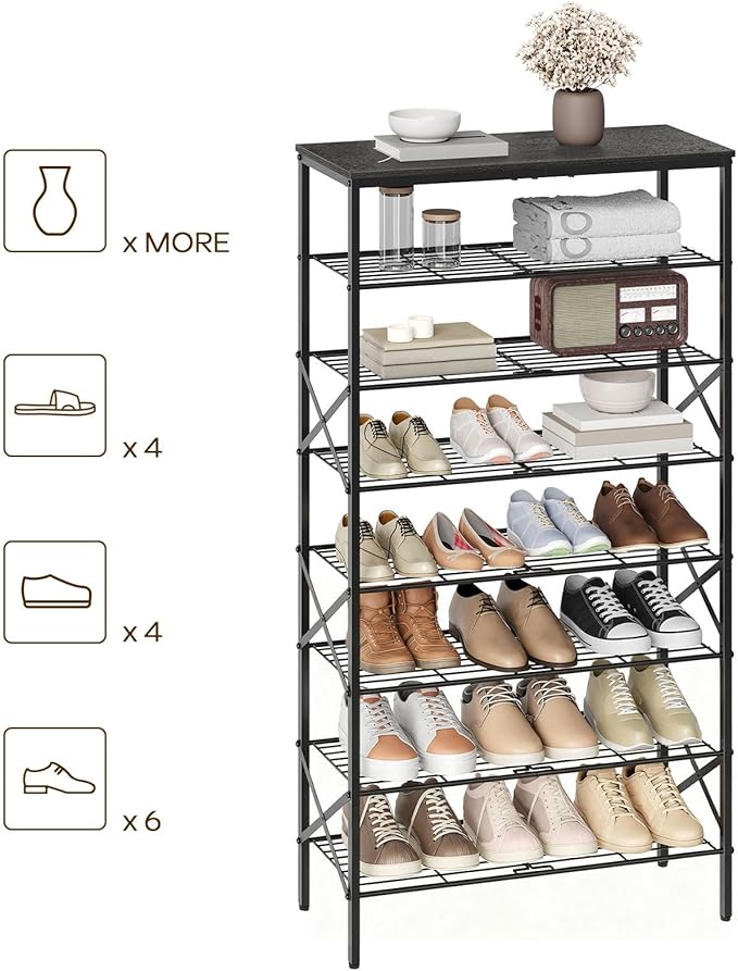 YATINEY 8 Tier Shoe Rack, Large Capacity Shoe Storage Organizer Holds 32 Pairs, Sturdy and Stable, for Entryway, Hallway, Clo