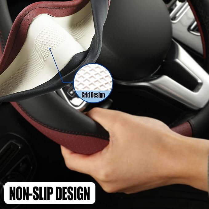 Microfiber Leather Steering Wheel Cover Large Size for Ford F150 F250 F350 RAM 4Runner Tacoma Tundra Sequoia Model S Model X,