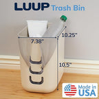 STORi Luup Bathroom Wastebasket, Secure Grocery Bags, Plastic Garbage Container for Vanity, Laundry Room, Kitchen, Office, 2.5 Gallon, Beige, Made in USA