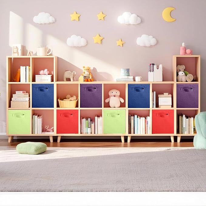 ShellKingdom Storage Bins, Foldable Fabric Storage Cubes And Cloth Storage Organizer Drawer For Closet And Toys, 8 Pack (Red+