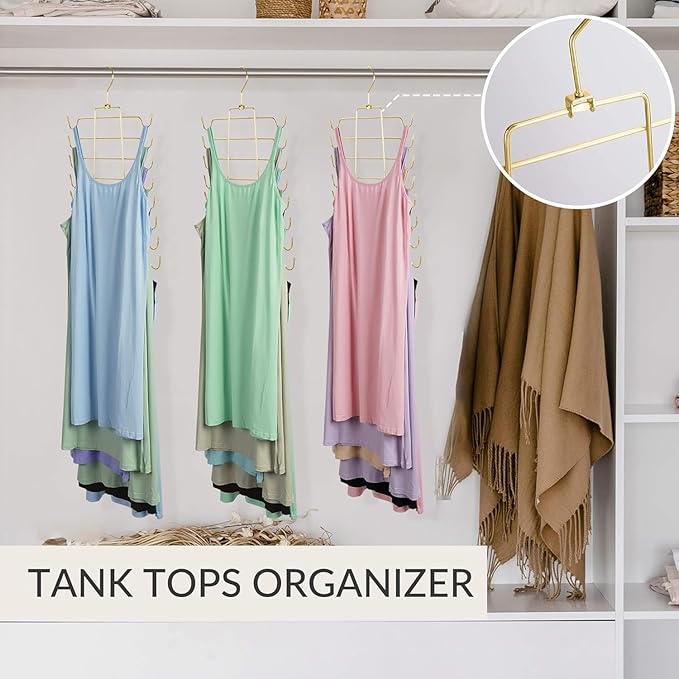 ZEDODIER 3 Pack Tank Top Hanger Space Saving, Bra Hangers for Closet Organizer, Hanging Bra Organizer Tank Tops Holder with 2