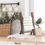 Cinnvoice 2 Pcs Wooden Tea Towel Ladder Rustic Hand Towel Stand Rack Mini Countertop Towel Stand Farmhouse Wood Counter Towel