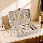 Luxury Small Travel Jewelry Box with Earring Compartments, Rectangle Jewellery Organizer Case for Women,Valentine's Day Gift 