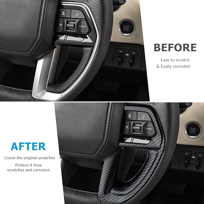 INTGET 2PCS Steering Wheel Cover for 2022-2025 2026 Toyota Tundra Accessories Carbon Fiber Steering Wheel Protector Trim Interior for 2023 2024 2025 2026 Toyota Sequoia Accessories