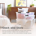 IRIS USA 32 Qt Stackable Plastic Storage Bins with Lids, 4 Pack - BPA-Free, Made in USA - See-Through Organizing Solution, La
